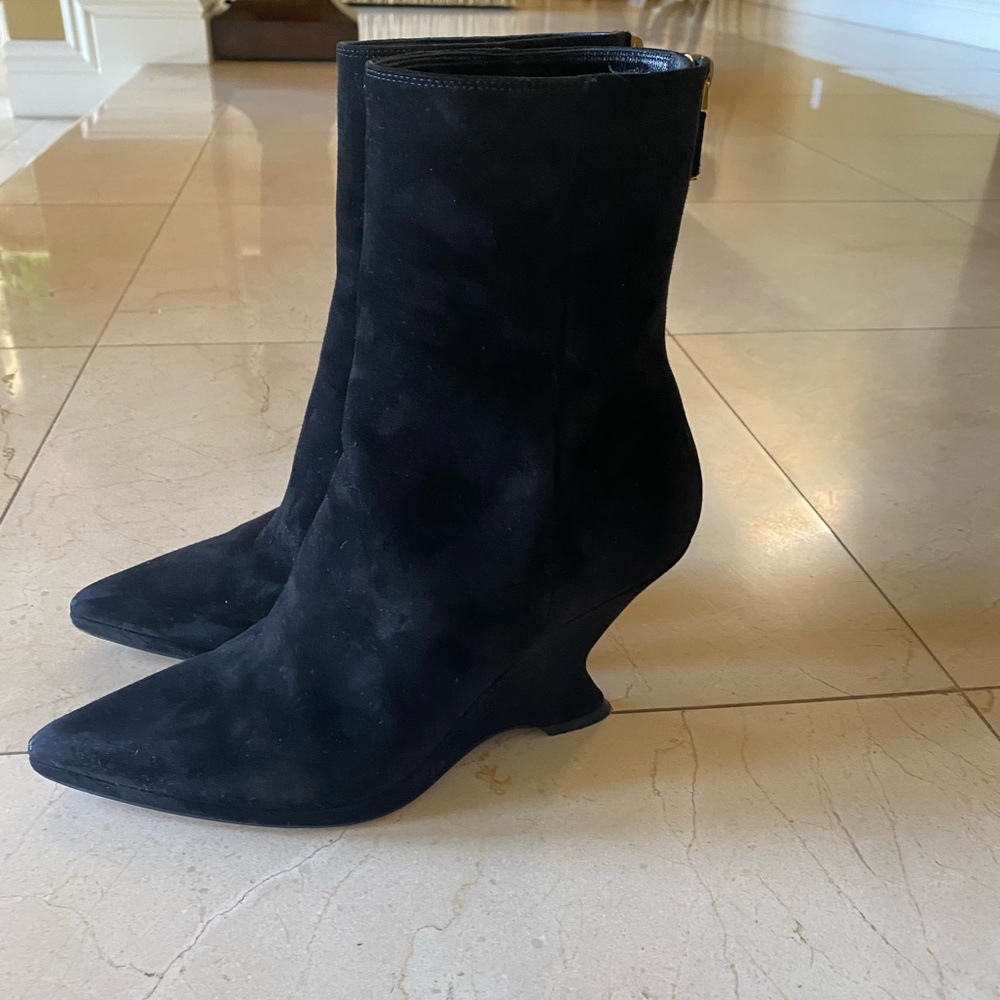 Christian Dior Suede Booties Black 39 1/2 - Picture 3 of 12